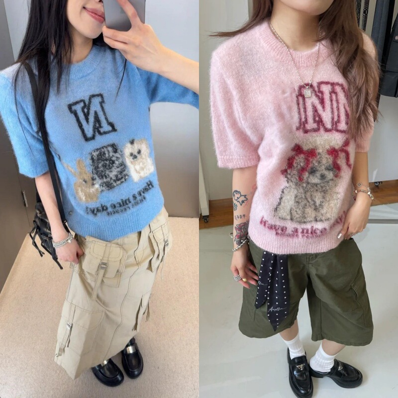 Real Wool 2026 Early Spring Niche Design Three Animal Pattern Jacquard Round Neck Pullover Knit Sweater Top