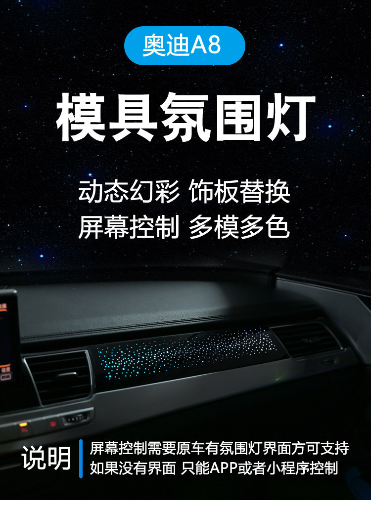 Audi A8/A8L car-specific ambient lighting, Audi ambient lighting, 64-color ambient lighting, car interior ambient lighting