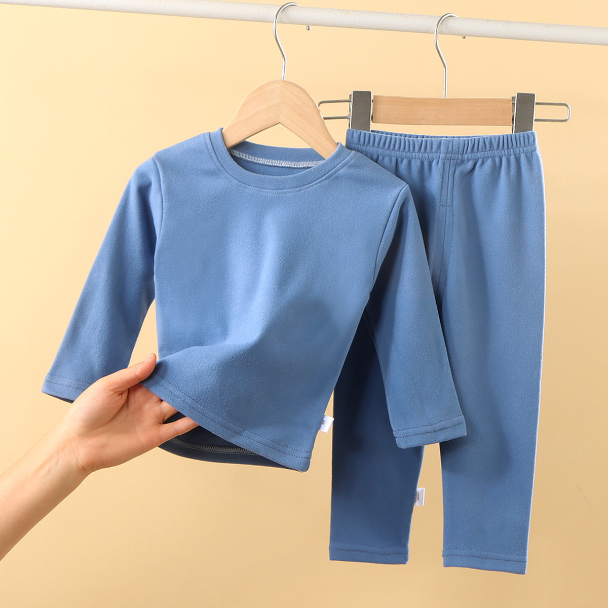 Children's Velvet Thermal Underwear suit Autumn and Winter Solid Color Autumn Clothes for Boys and Girls Autumn Trousers Base Pajamas Home Clothes Children's Clothing