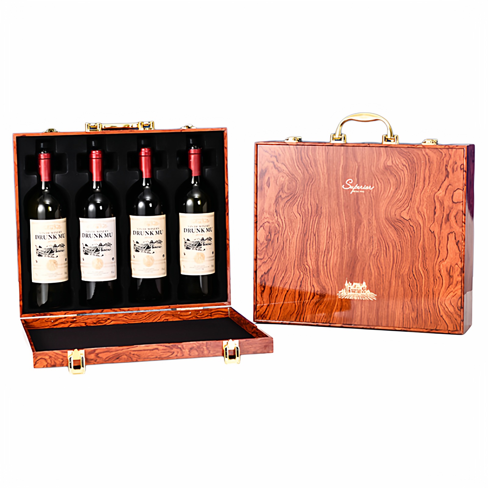 Caja de vino pintada, caja de regalo de cuatro botellas de vino, caja de vino, caja de vino universal