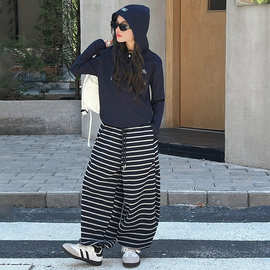 女童套装春秋款2026新款儿童洋气时髦打底衫条纹裤女孩秋季两件套