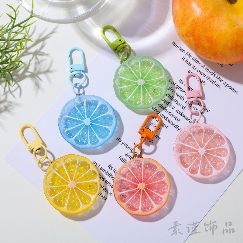 Creative keychain orange lemon ins fruit accessory fun glow-in-the-dark pendant student zipper backpack charm Creative keychain orange lemon ins fruit accessory fun glow-in-the-dark pendant student zipper backpack charm