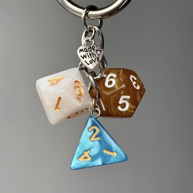 Classical Special-Shaped Dice Bag Hanging Retro Design Personalized Mobile Phone Pendant Bag Hanging Chain Brown and Green Contrasting Color Pendant