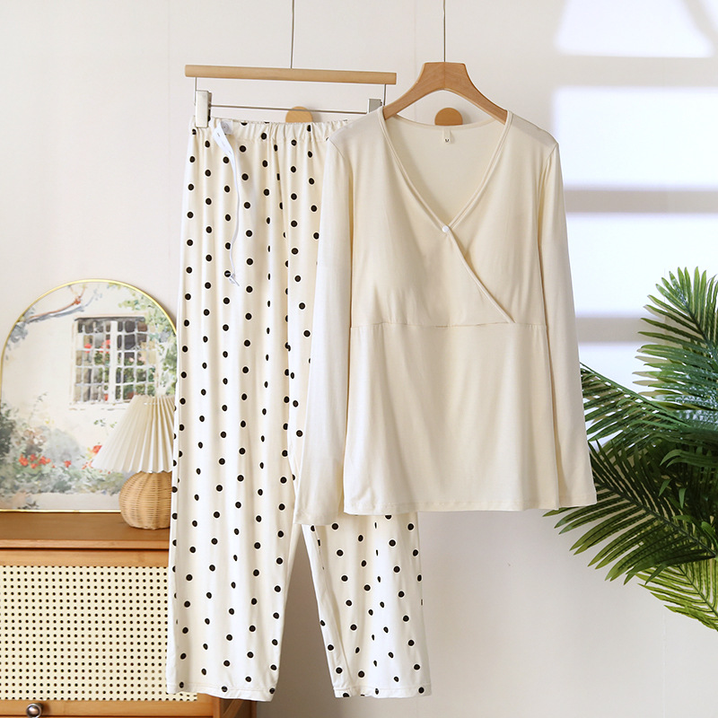 MD404 모달 따뜻한 노란색 감금 투피스 세트