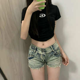 2025显瘦辣妹夏季柳丁短裤牛仔短裤紧身修身新款美式裤子热裤