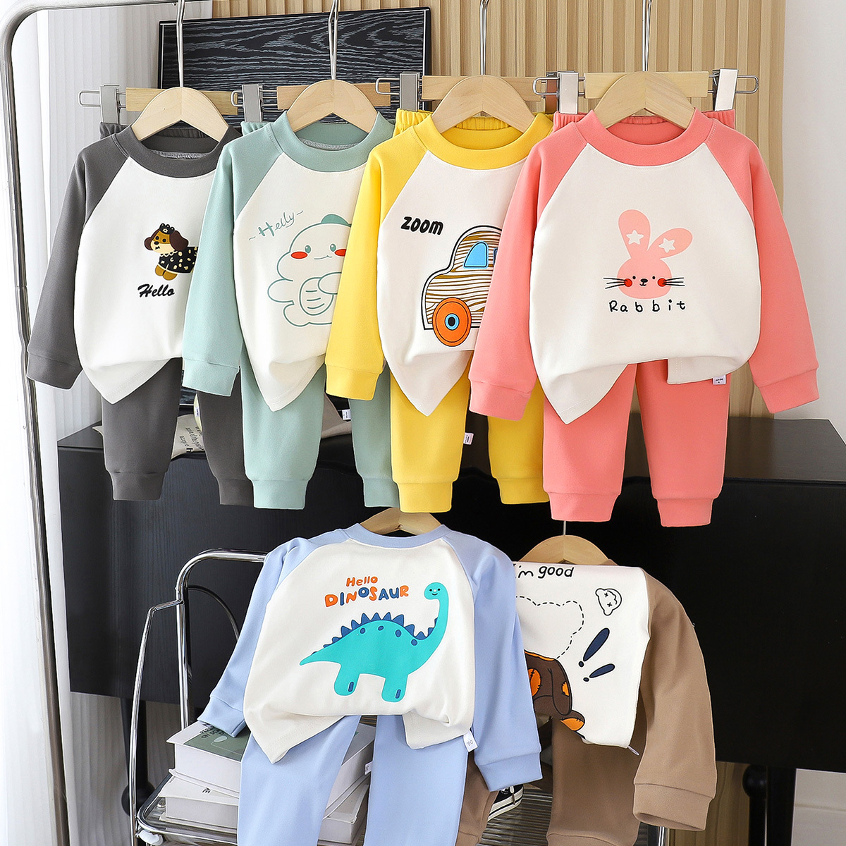 儿童德绒套装中大童秋衣秋裤男童女童内衣家居服宝宝童装中小童