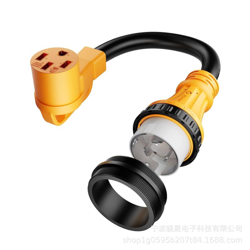 Marine Shore Power Adapter for Tesla Rv, with Rotating Locking Socket for Trailers, Motorboats, Yachts, Etc