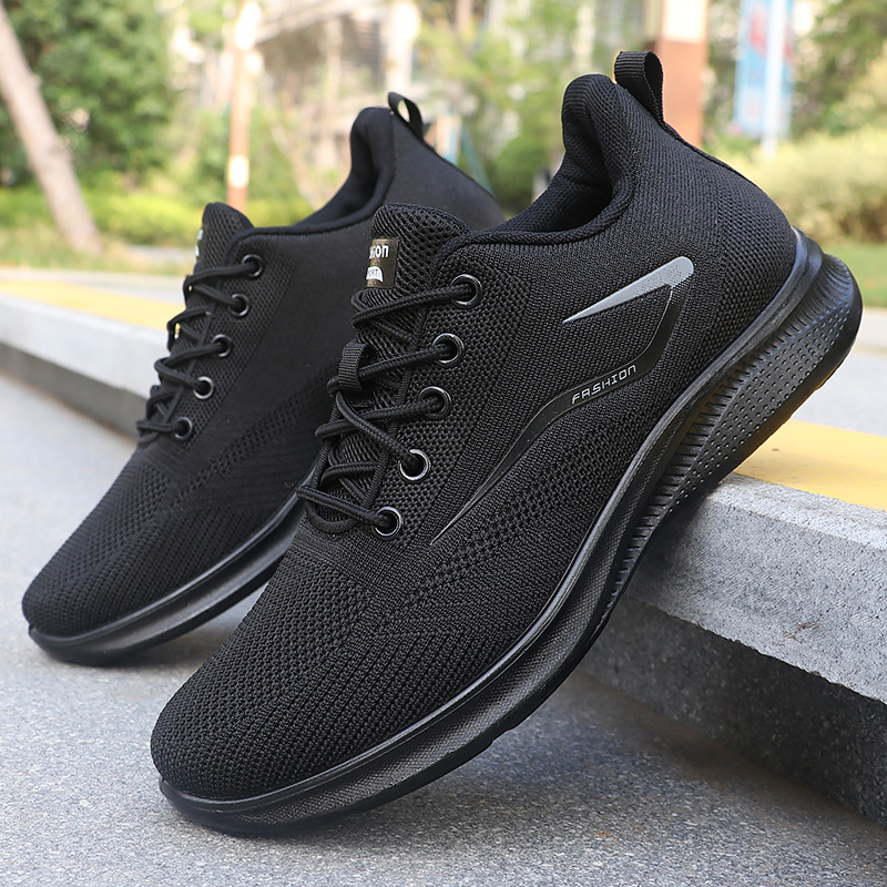 Foreign trade fly woven men's shoes spring cross-border shoes wholesale men's casual shoes polyurethane breathable mesh sneaker men