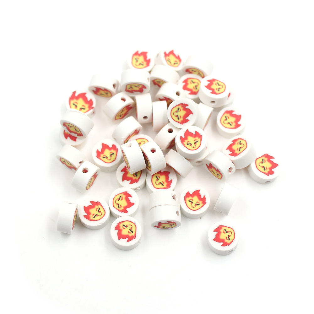 Cuentas de cerámica suave DIY, caras sonrientes, sueltas para pulseras y collares