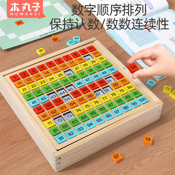 Montessori Hundred Board Mathematical Thinking Teaching Aid Children's Early Education Enlightenment 1 to 100 Digital Cognitive Operation Educational Toys