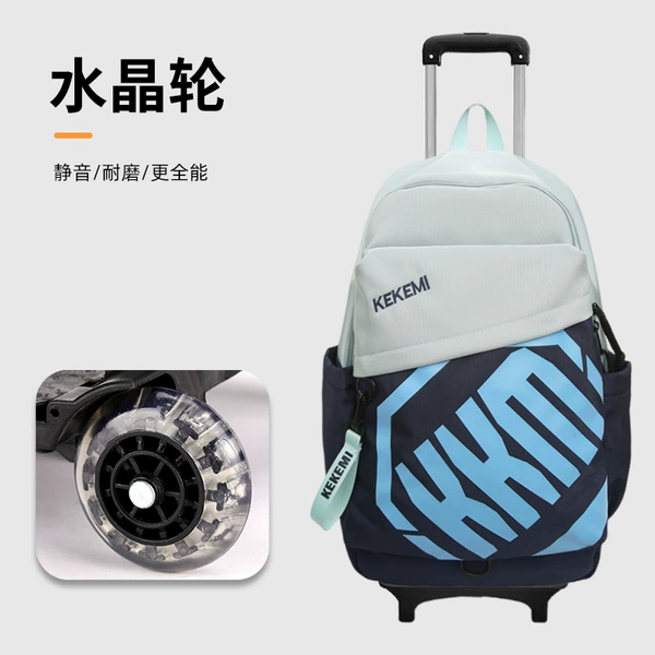 Blue suitcase on wheels