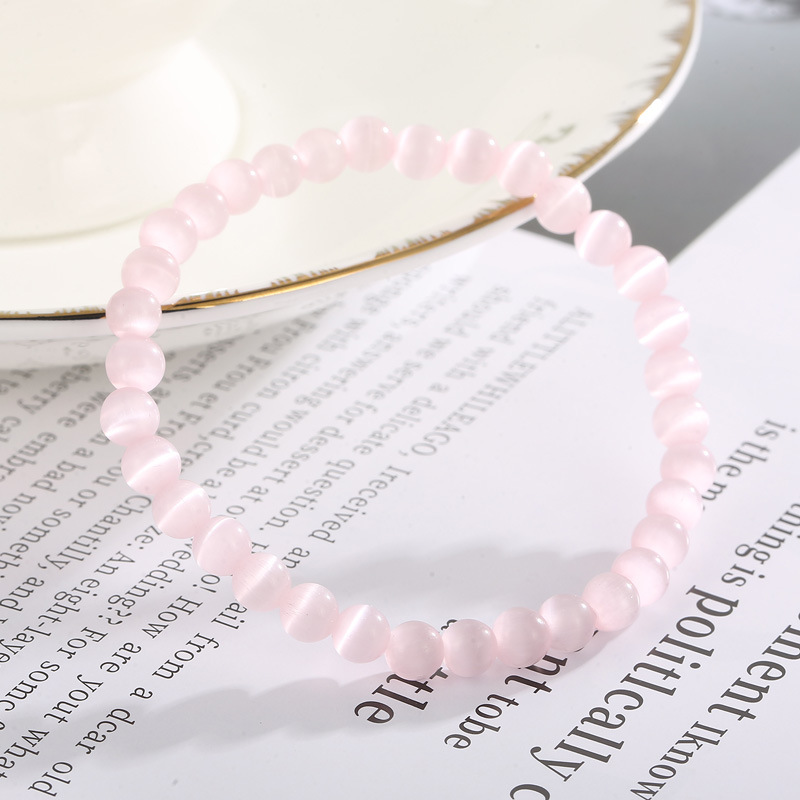 Ethnic Style Solid Color Stainless Steel opal Beaded Bracelets 1 Piece