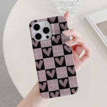 线条爱心拼图菲林手机壳15适用iphone16promax苹果14支架13硬壳12