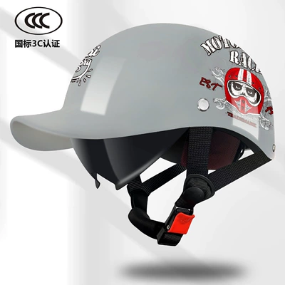 Vehicle Helmet Retro Fashion Motorcycle Motosiklet kaskı (dəbilqə) - grayrobot-built-in-sun-protection-lenses
