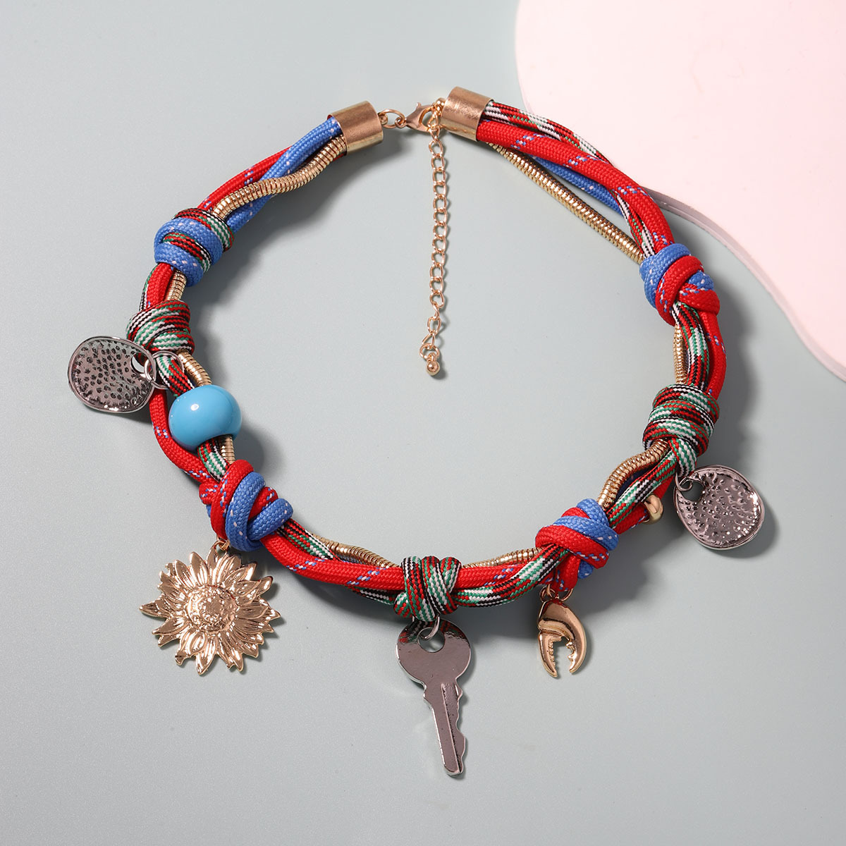 Handmade Inlay Material Necklace Classification Retro Ethnic Style Key Handmade Zinc Alloy Pendant Necklaces Wholesale