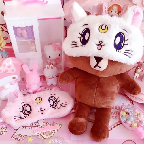 Sailor Moon cartoon cat light-blocking eye mask sleep breathable plush ice compress hot compress breathable dual-use eye mask