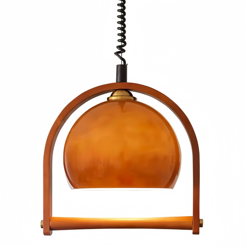 América retro madera maciza silenciosa viento medieval restaurante retráctil lámpara de lámpara japonesa ámbar creativa isla mesa de comedor lámpara de comedor