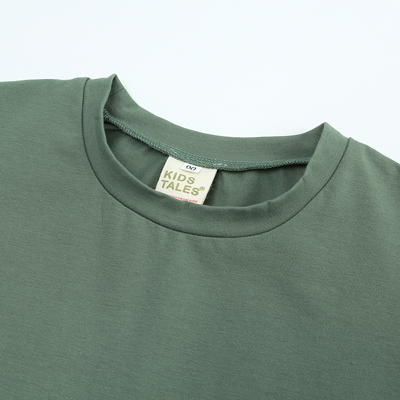 Basic Solid Color Cotton Girls Clothing Sets display picture 3