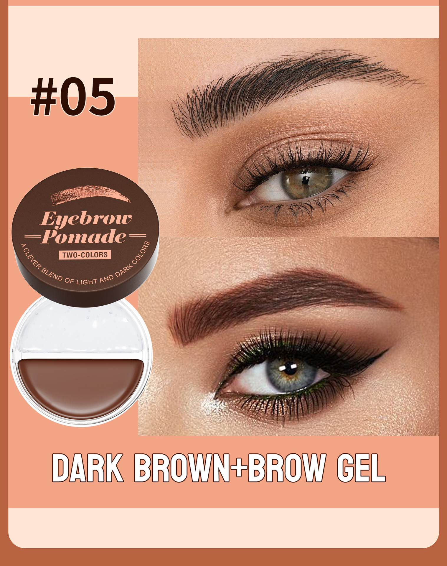 Hellokiss Two-Color Eyebrow Cream 2-in-1 Natural Long-lasting and color-enhancing Eyebrow Shaping Cream Wild Eyebrow Brow Pomade undefined