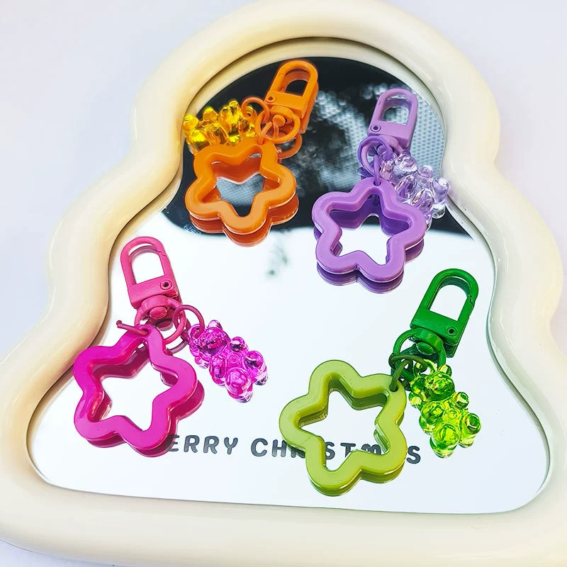 Цветной медведь пятиконечная звезда акриловая брелок подвеска наушников airpods подвеска милая сумка подвеска