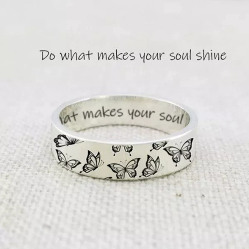 Кросс-бордер горячая продажа новый Do What Makes your soul shine ретро резьба бабочка кольцо