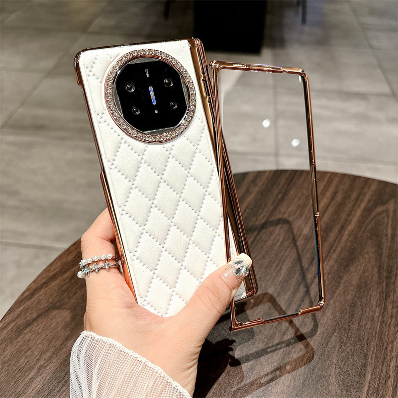 For Huawei Matex5 Phone Case MATE X3 Folding Screen Bracket Electroplated Leather Hinge Drop-resistant Protective Cover