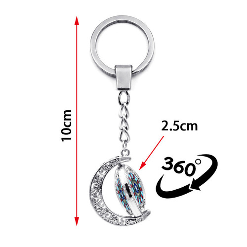 Iron Man Energy Reactor Keychain Marvel Superhero Double-Sided Rotating Moon Pendant Metal Keychain
