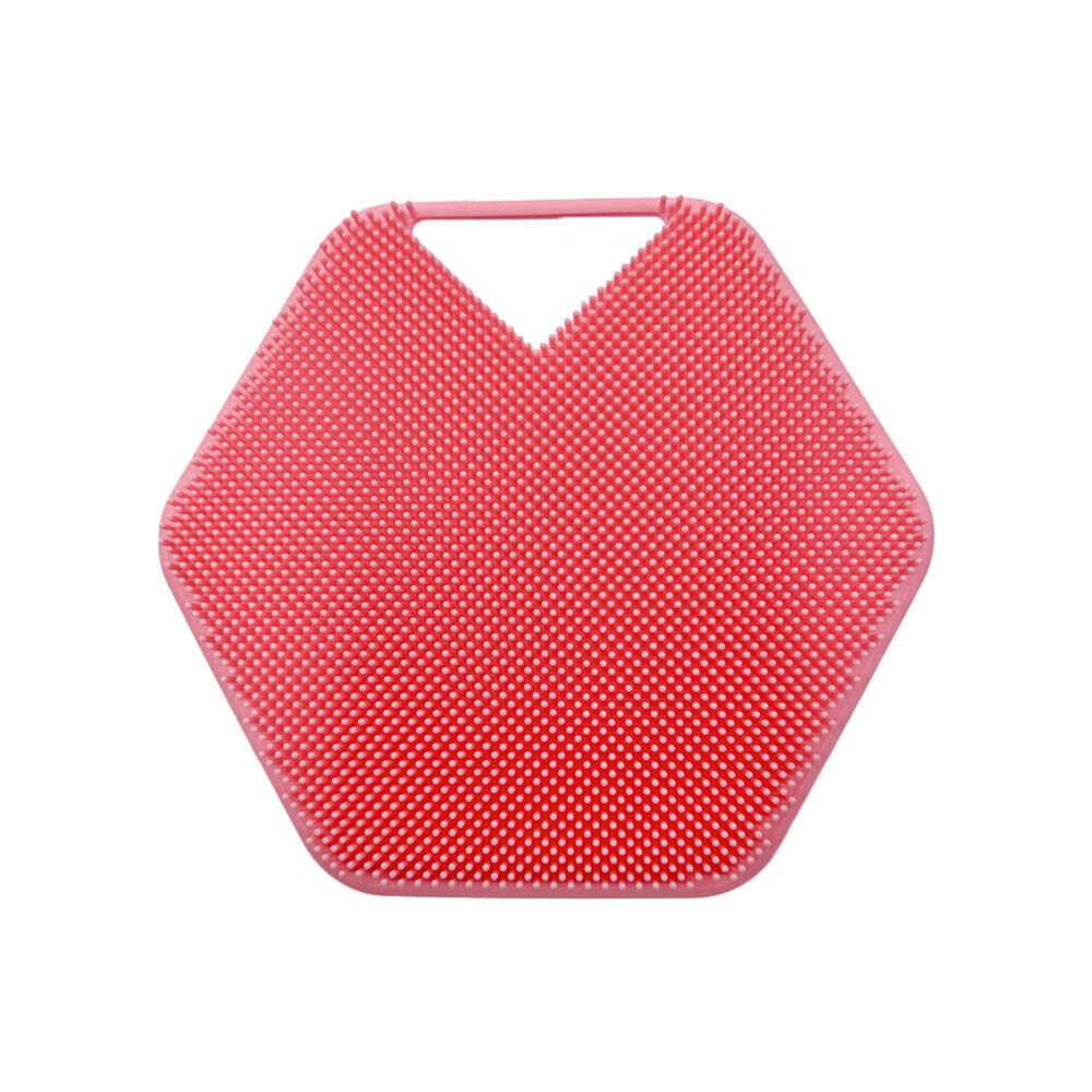 Cepillo de baño de silicona, cepillo de cerdas suaves, ventosa hexagonal, cepillo para lavar la cara, mango, cepillo de masaje para lavar el cabello, cepillo de baño hexagonal