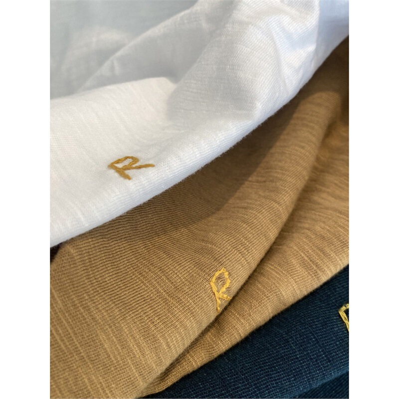 Wear whatever you want, build whatever you want!!! R Single 45 Slub Cotton Embroidered Piglet Loose Crewneck Short-sleeved T-shirt Women's Top