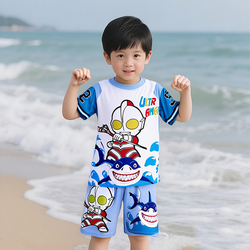 Trajes de baño para niños niños dibujos animados lindos niños protectores solares secado rápido estudiantes surf trajes de baño de vacaciones