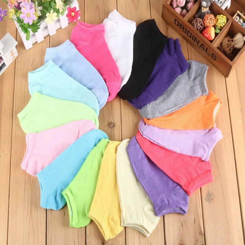 Women's Boat Socks, Cotton Candy Solid & Pattern Patterns, Low-Cut Invisible, Assorted Colors