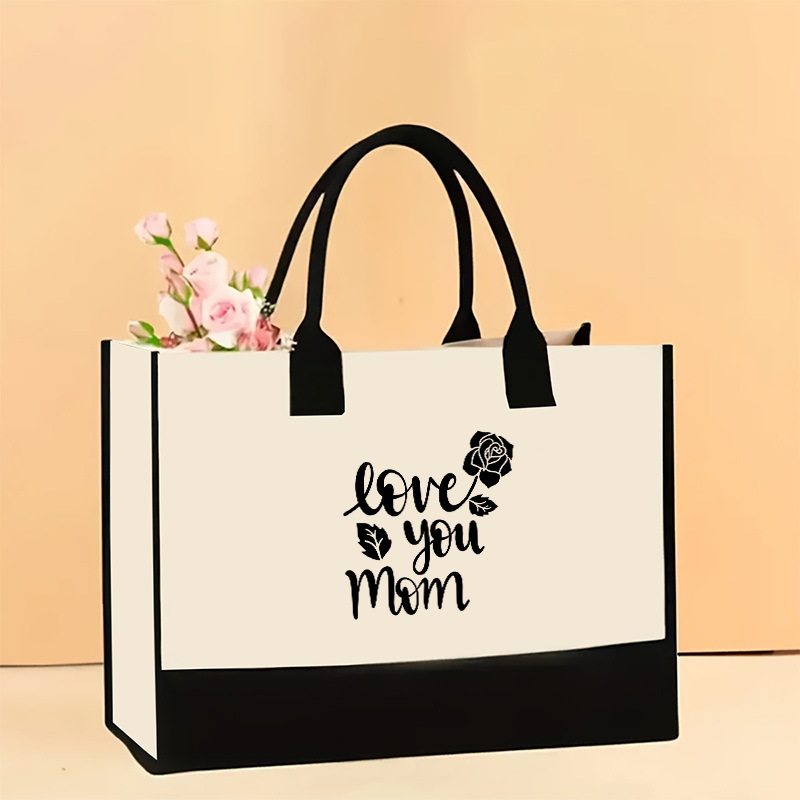 Bolso de hombro de lona de venta caliente transfronterizo Bolso Tote impreso de gran capacidad Bolso de compra portátil ligero de moda para mujer