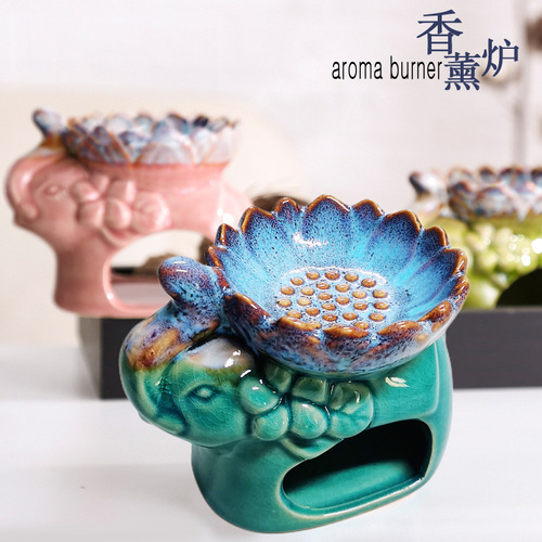 Wholesale L28 Lotus Ice Crackle Elephant Aroma Burner Ceramic Aroma Burner Home Fragrance Tool Aroma Burner