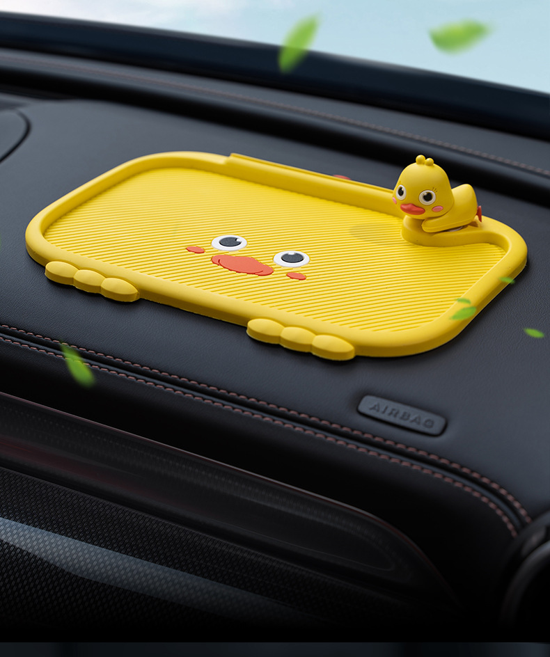 Cute and Fun Car Anti-Slip Mat for Mobile Phones, Cartoon Dashboard Storage Mat, High Temperature Resistant Car Interior Accessories