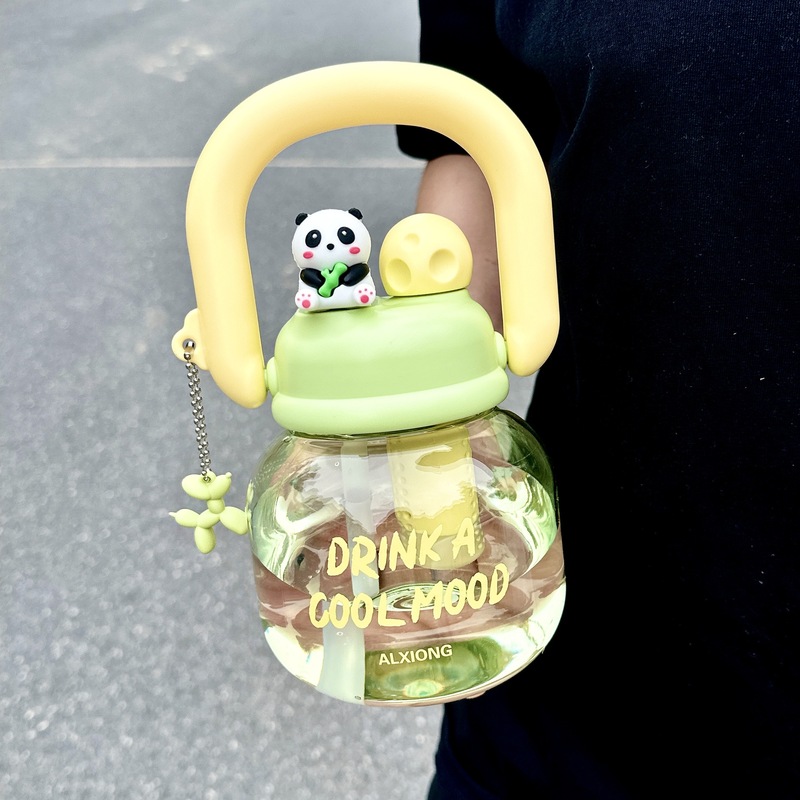 かわいいダブルドリンクダブルドリンクビッグベリーウォーターカップストロー付きポータブルケトル学生ポータブル夏大容量プラスチックカップ|undefined