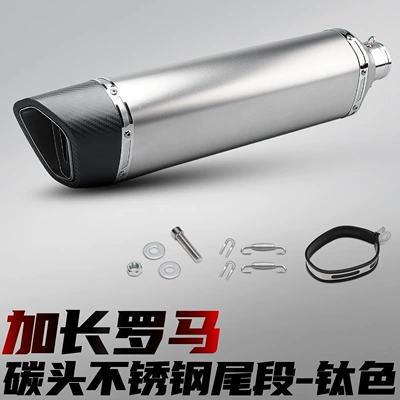 universal, Motorcycle exhaust pipe - extended-roman-carbon-head-titanium-color