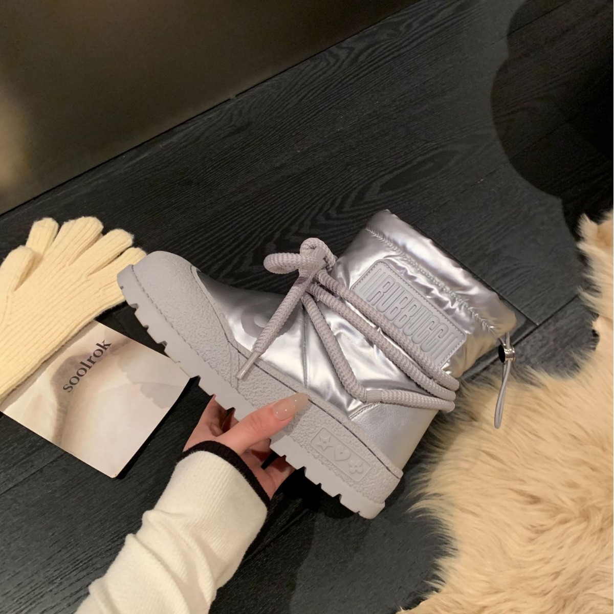 ShoeGlobe Damen-Schneestiefel aus echtem Leder mit dicker Sohle, Schnürung und warmem Futter – Herbst/Winter 2025 – Modisch, rutschfest, mit dicker Baumwollsohle_voghion.com