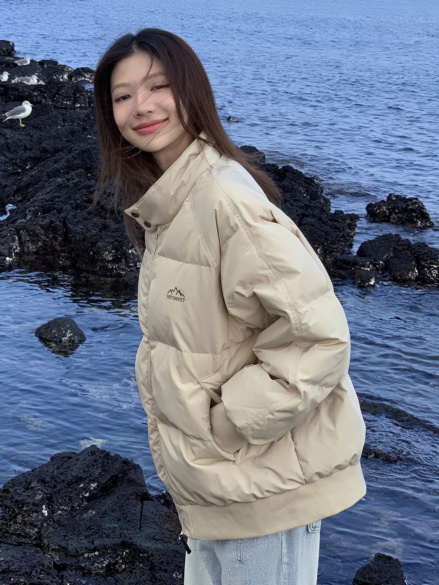 加厚冬季羽绒服女面包服外套百搭新款花小甜韩版情侣小个子2025