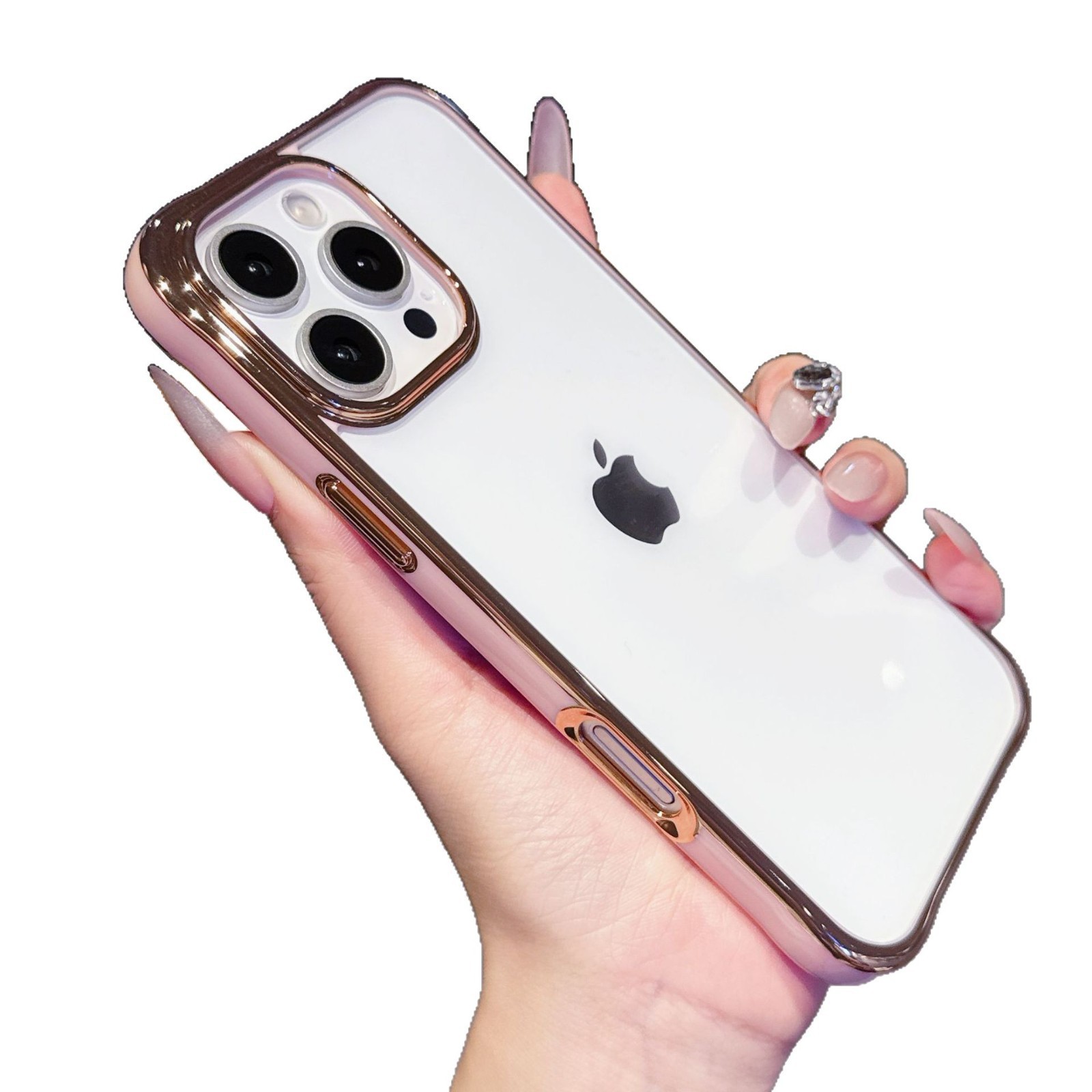 Acrílico transparente galvanizado de dos colores para Apple iphone 17 caso de teléfono 16 cuatro esquinas 15 cubierta 14