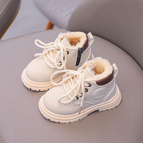 Children's rhubarb boots  winter new style Martin boots for boys and girls, medium and large children's non-slip short boots, baby and small children's boots