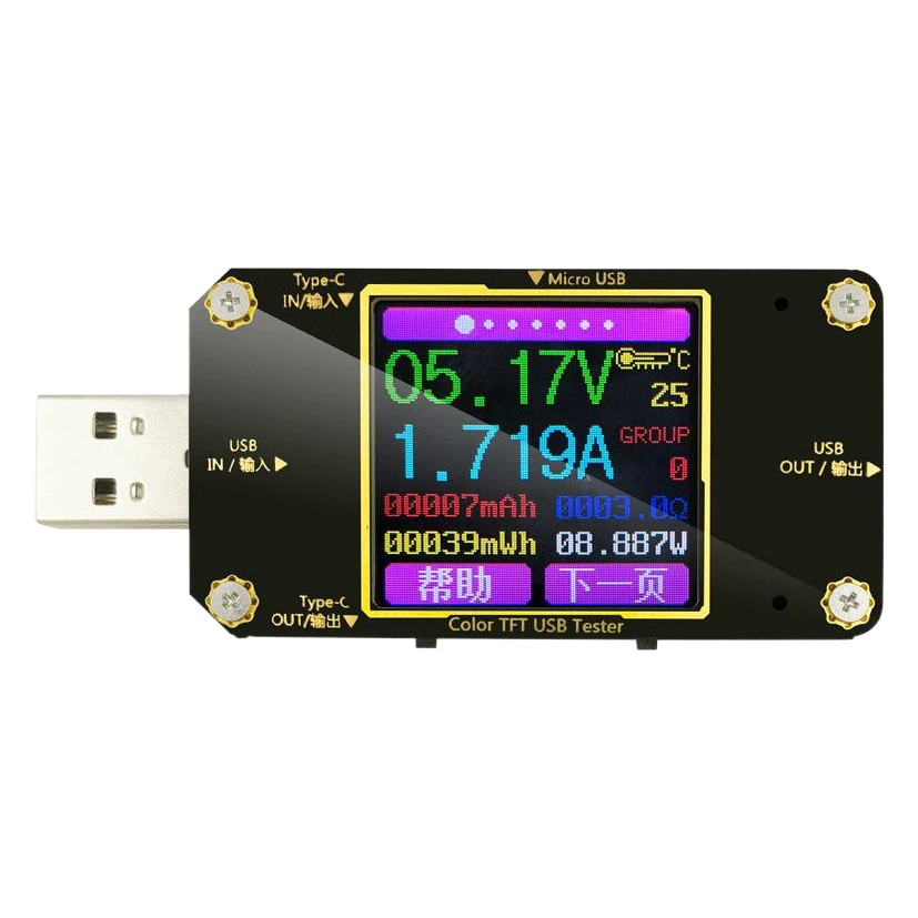 Факел представляет собой амперметр напряжения USB A3 Type-C прибор для тестирования с цветным экраном Детектор измерителя мощности быстрой зарядки PD