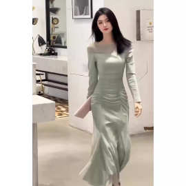 H24034法式气质高级感超好看高端宴会礼服修身包臀鱼尾连衣裙女装