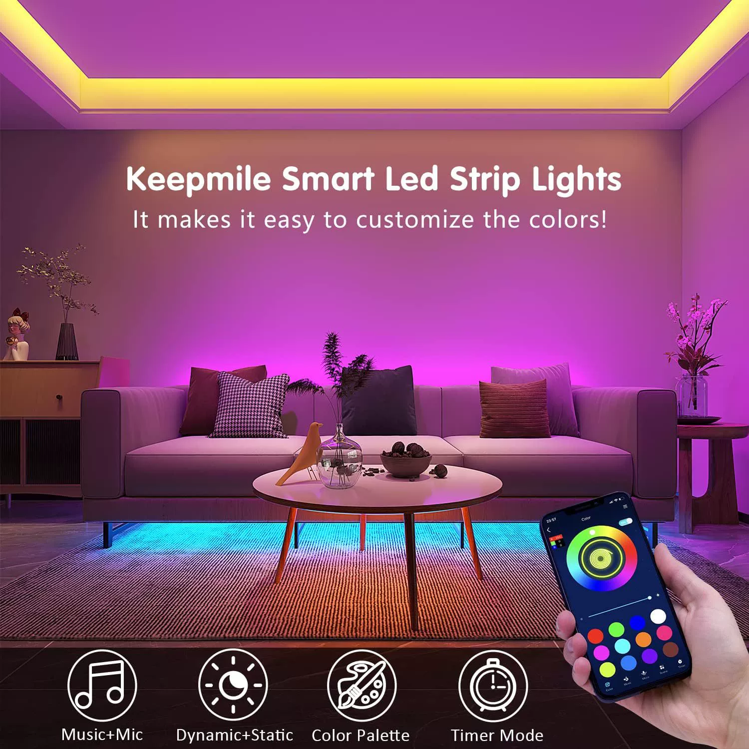 LED-лента для спальни, дистанционное управление, регулируемая лампа