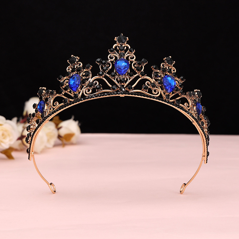 Online Rojo Negro Barroco corona tocado novia estilo coreano 18 años de edad, mujer adulta Ceremonia de cumpleaños princesa Corona al por mayor