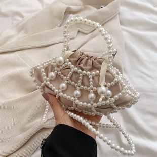 Woven Children's Bag Women's Summer Pearl 2024 New Mini Girl's Bead Bag Baby Girl's Crossbody Small Bag Portable