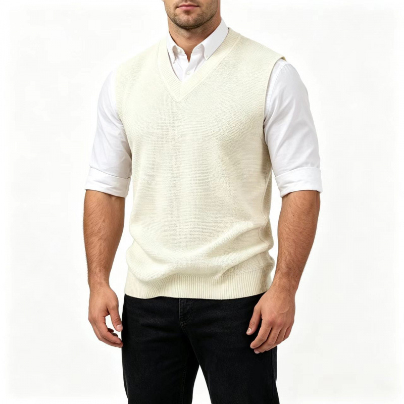 Men's V-neck knit vest, solid color sleeveless sweater vest, available in multiple colors Men's V-neck knit vest, solid color sleeveless sweater vest, available in multiple colors