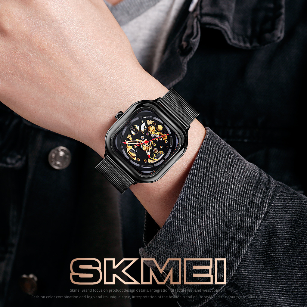 Momento Meilan acero reloj mecánico hueco 30 metros impermeable relojes de pulsera de hombre ocio comercio exterior lote mezcla lote personalizado