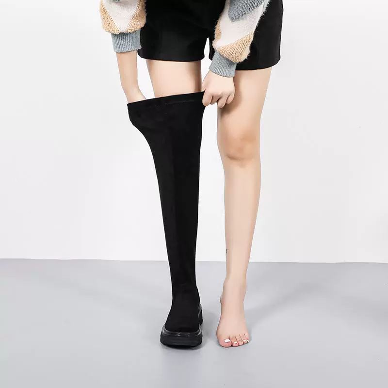 Сапоги выше колена размера 35-44, сапоги больших размеров на толстых штанинах, узкие эластичные сапоги, большие сапоги, женские сапоги для полных девушек