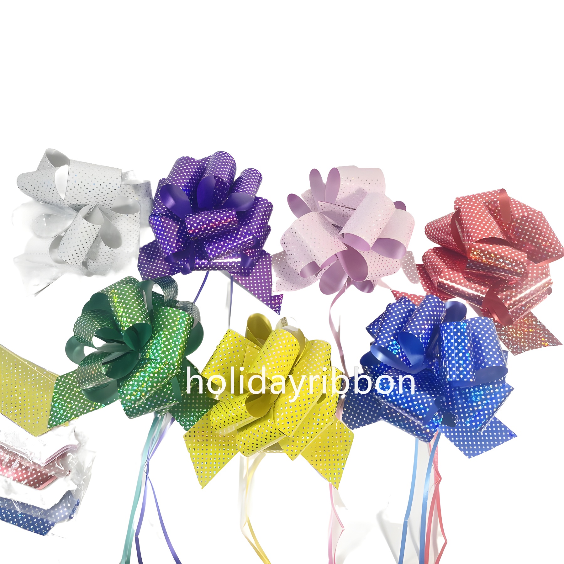 Honglida suministro masivo de impresión metálica bola láser flor de embalaje de vacaciones flor de mano Amazon caja de regalo flor de cinta