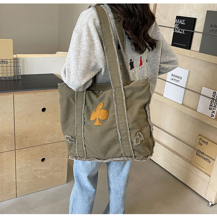 577g Weight Polyester Lining Material Sewing Thread Fashion Element Open Closure Type Double Handle Strap Type Tote Bag Bags Type Daily, Street, Shopping Occasion Canvas Material Solid Color Pattern All Seasons Season Women's Gender Streetwear Style Square Shape Large Size Women's Large Canvas Solid Color Streetwear Sewing Thread Square Open Tote Bag 9
